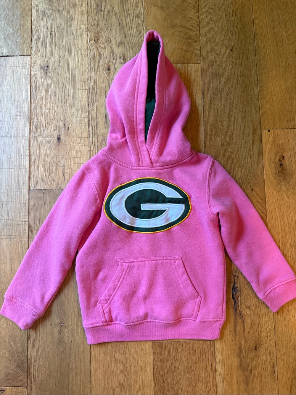 NFL Girls' Pink Hoodie with Green & White Team Patch